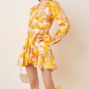 Acler Floral Yellow and Orange Women's Dress sz10